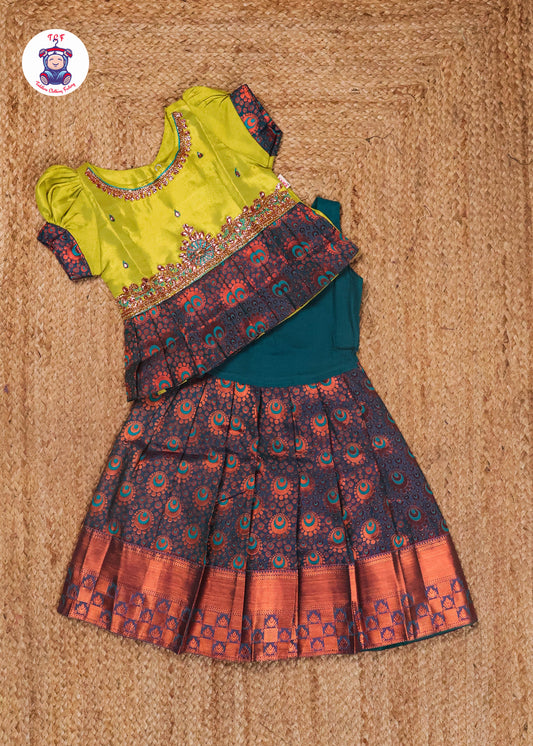 Apple Green & Blue - Pavadai Sattai