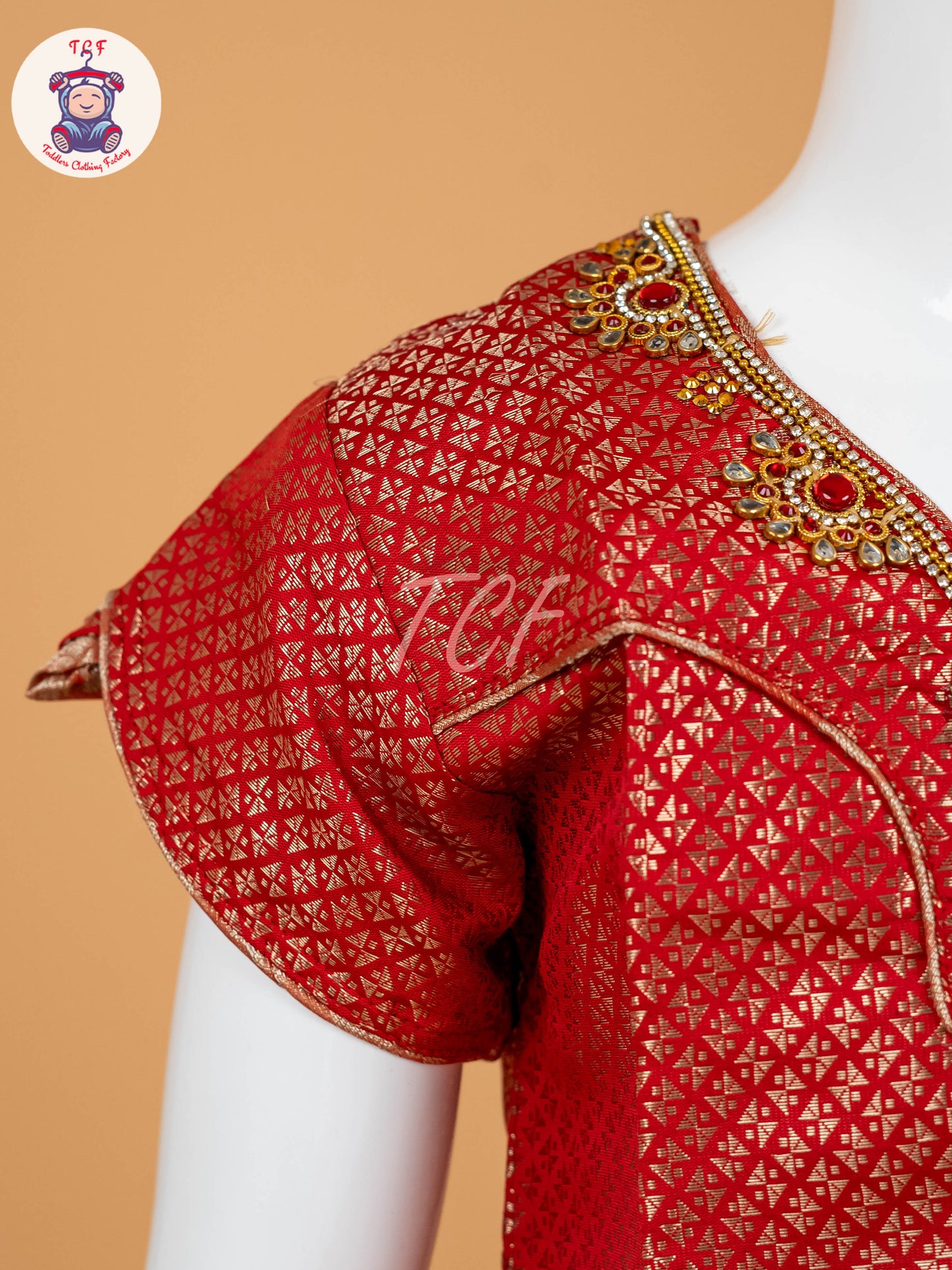 Red & Copper - Girls Readymade Pavadai Sattai