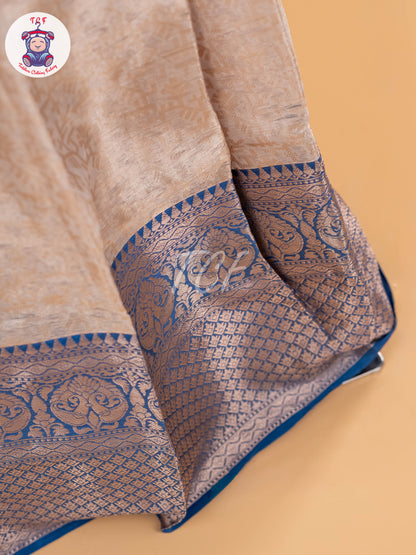 Blue & Cream - Girls Readymade Pavadai Sattai