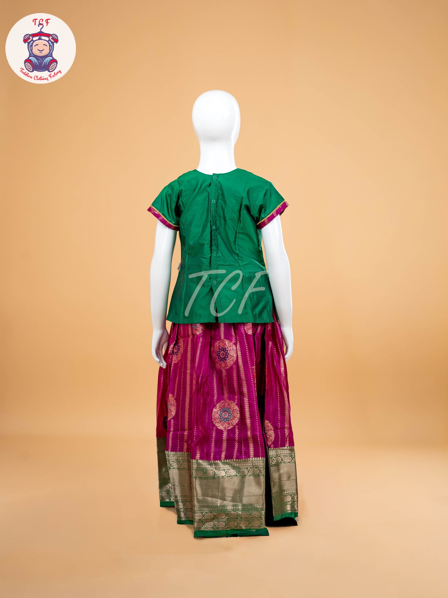 Green & Purple - Girls Readymade Pavadai Sattai