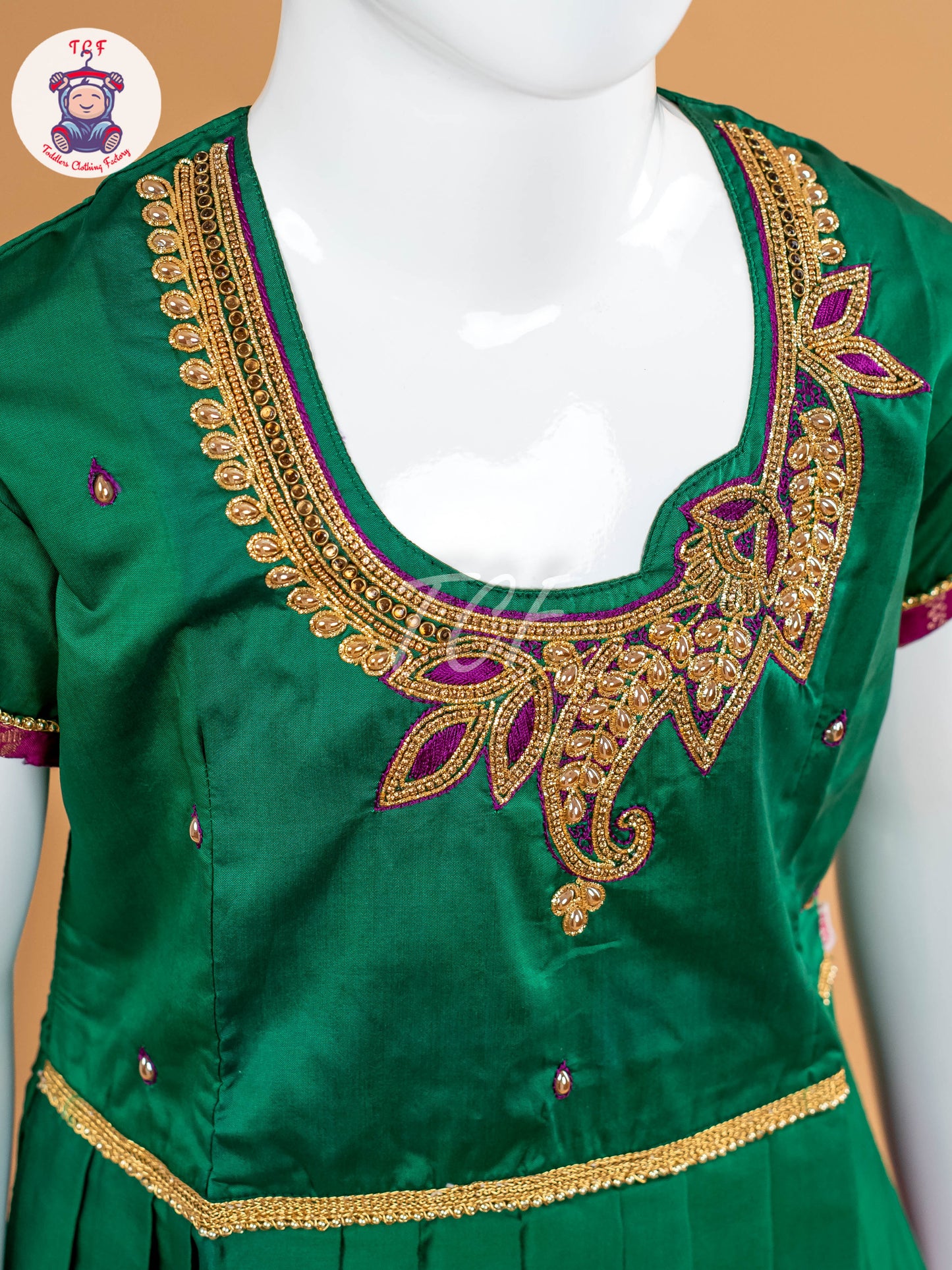 Green & Purple - Girls Readymade Pavadai Sattai