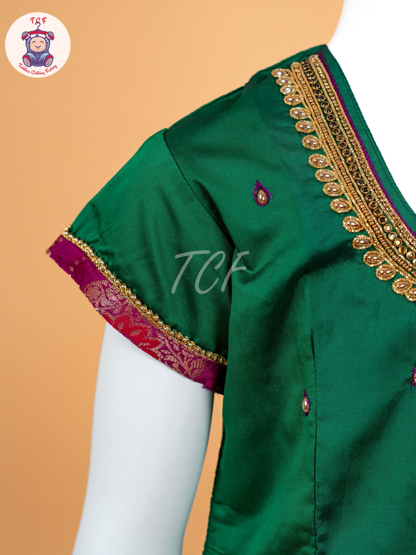 Green & Purple - Girls Readymade Pavadai Sattai