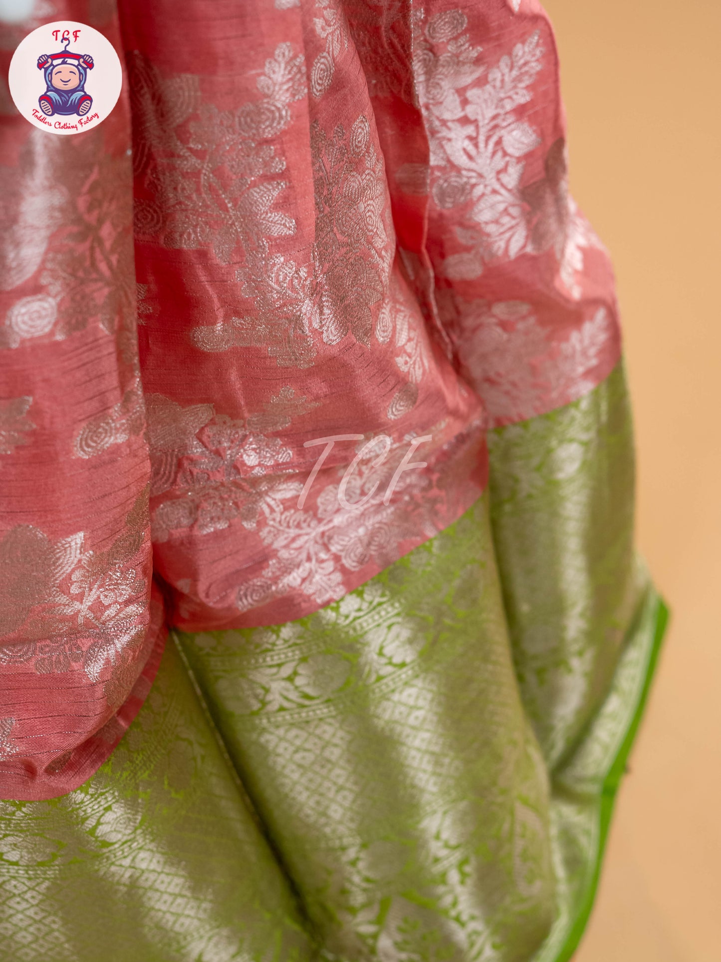 Lite Green & Baby Pink - Girls Readymade Pavadai Sattai