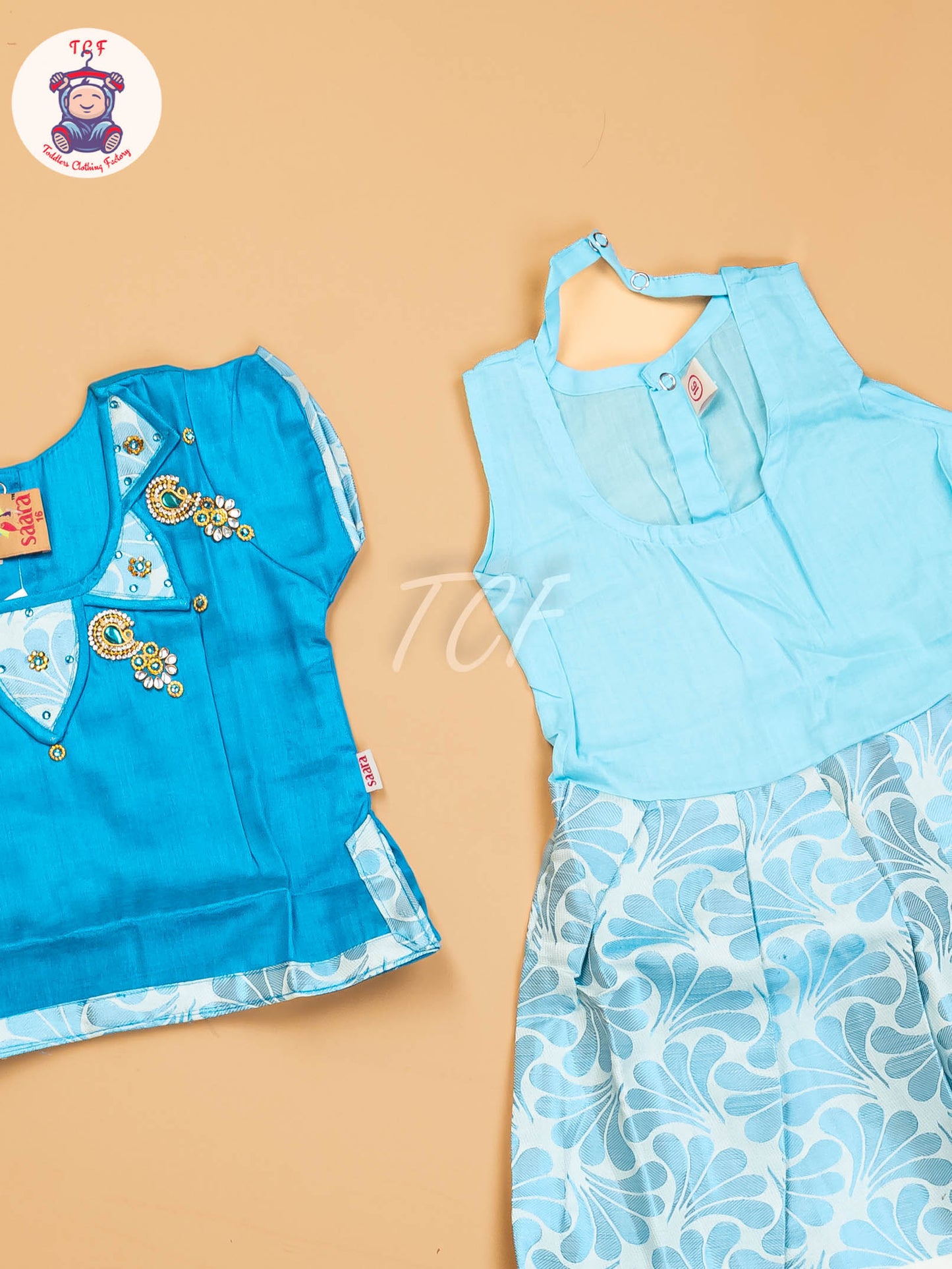 Sky Blue - Girls Readymade Pavadai Sattai