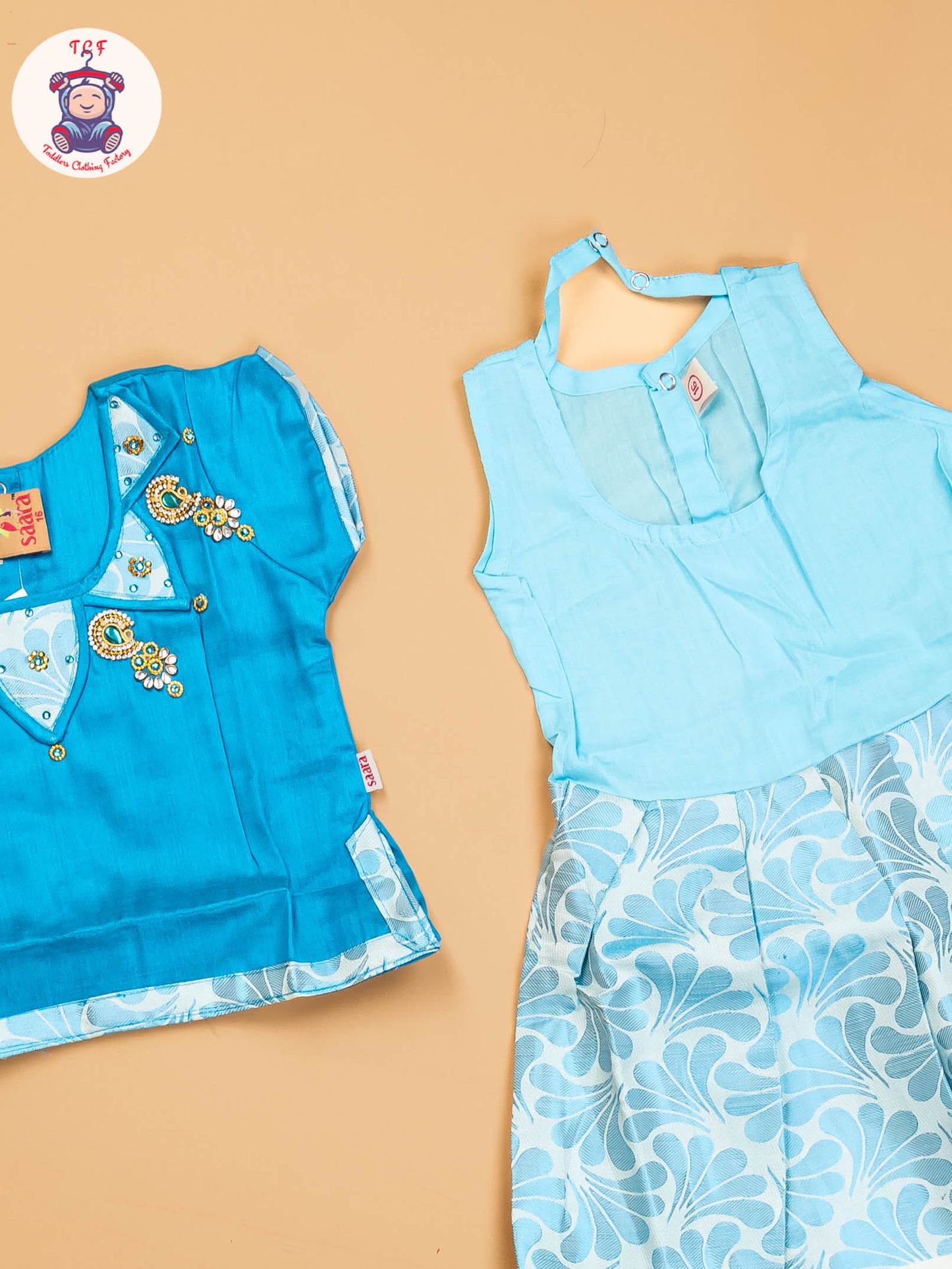 Sky Blue - Girls Readymade Pavadai Sattai