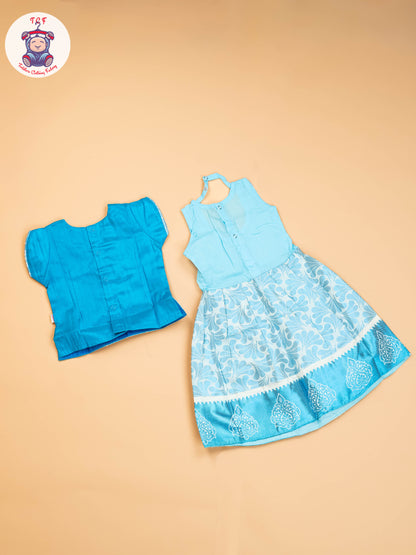 Sky Blue - Girls Readymade Pavadai Sattai