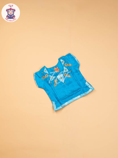 Sky Blue - Girls Readymade Pavadai Sattai