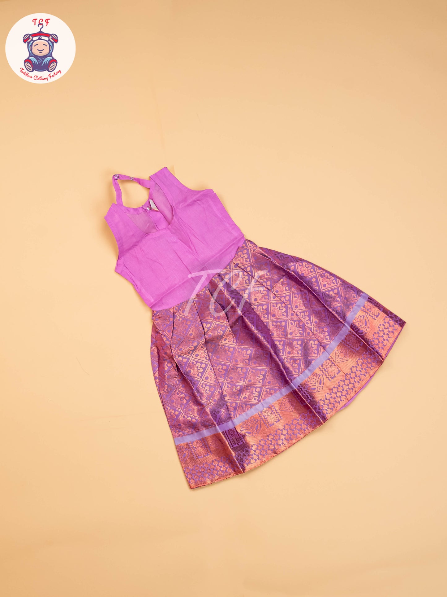 Teal Green & Lavender - Girls Readymade Pavadai Sattai