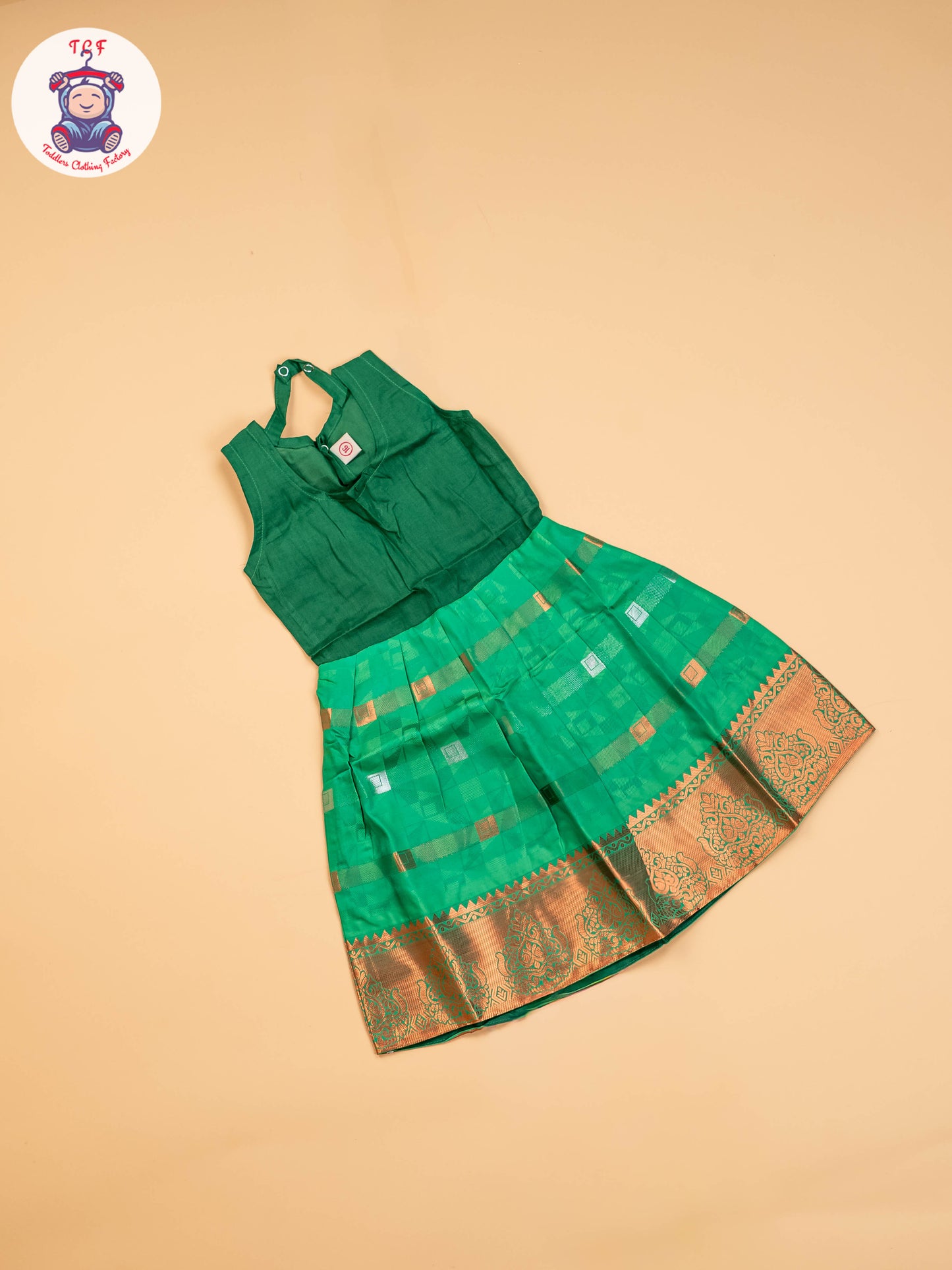 Magenta & Green - Girls Readymade Pavadai Sattai