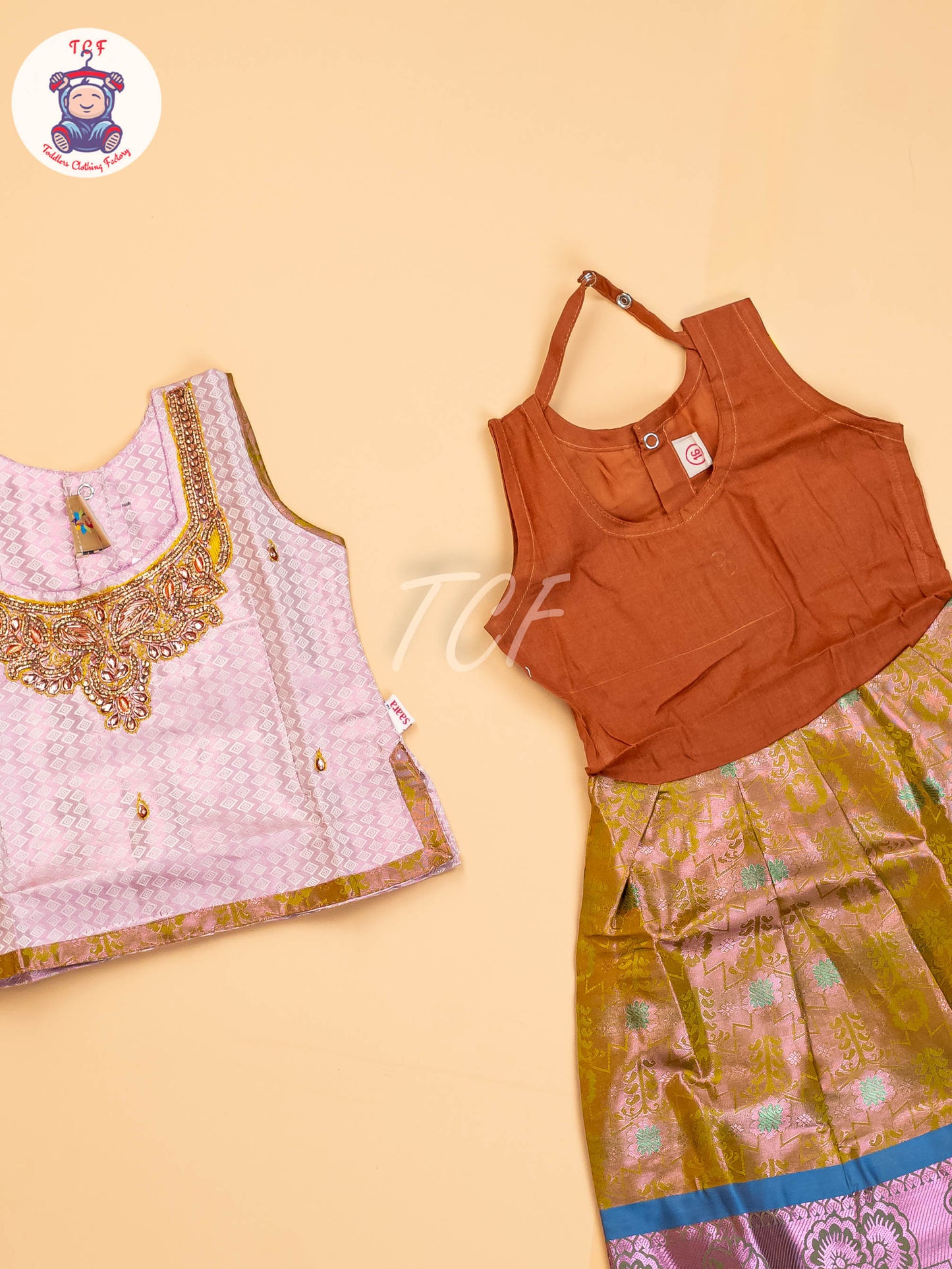 Lavender & Mustard - Girls Readymade Pavadai Sattai