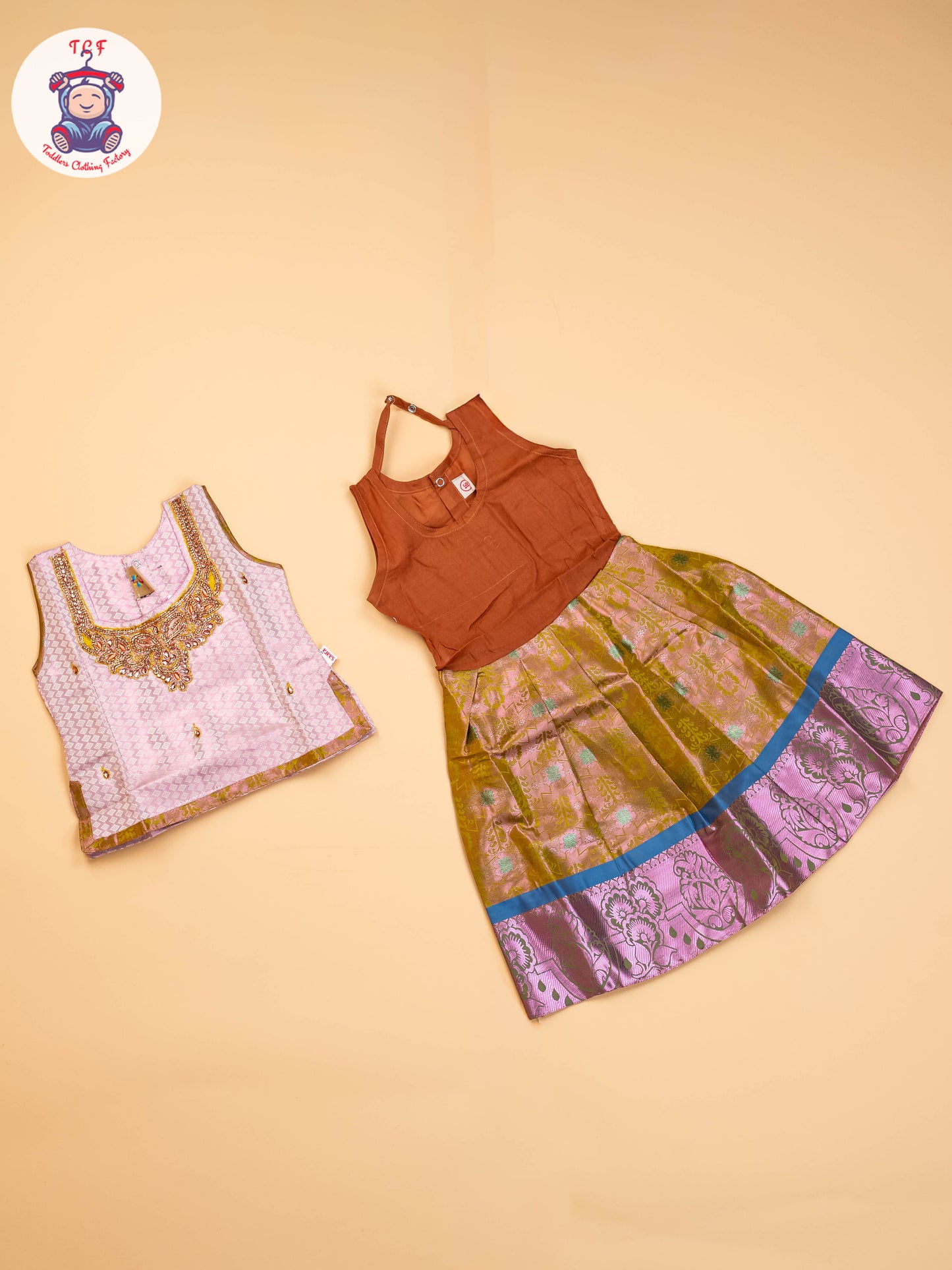 Lavender & Mustard - Girls Readymade Pavadai Sattai