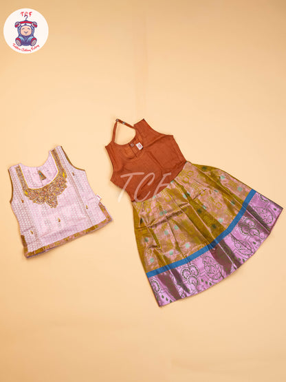 Lavender & Mustard - Girls Readymade Pavadai Sattai