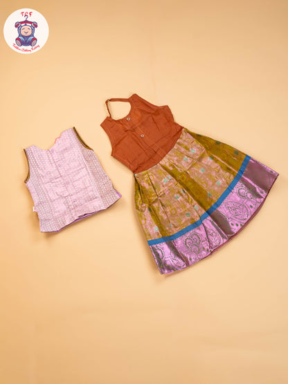 Lavender & Mustard - Girls Readymade Pavadai Sattai