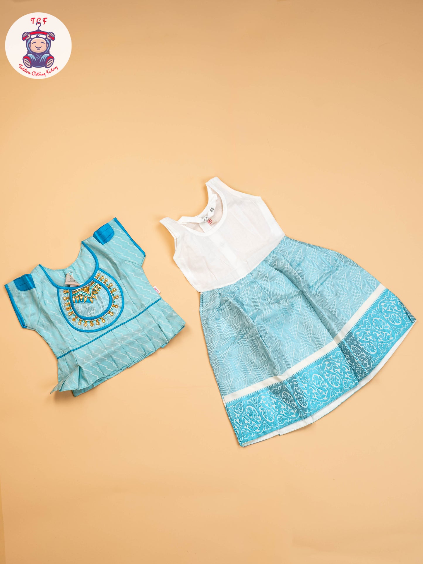 Sky Blue - Girls Readymade Pavadai Sattai