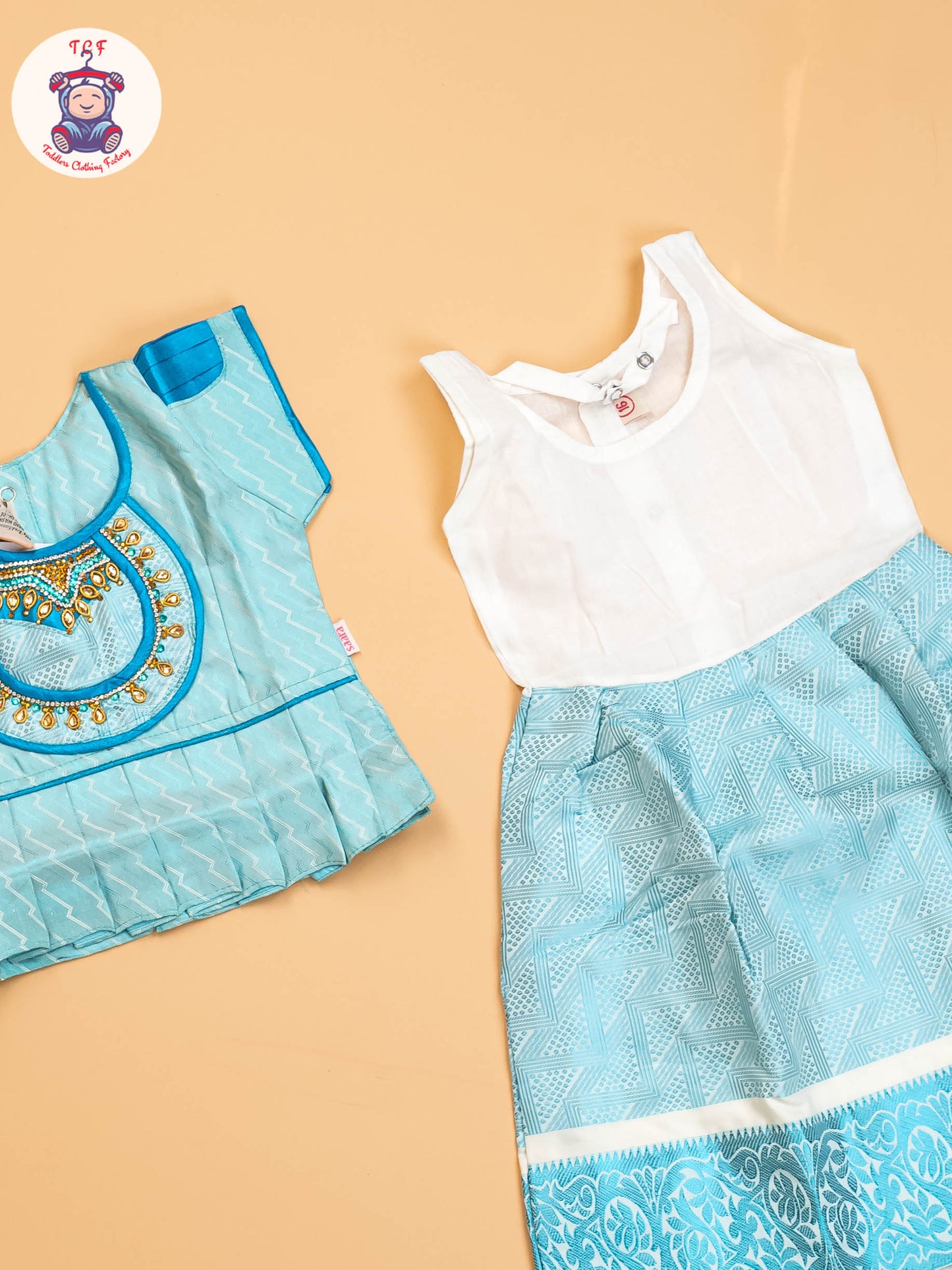 Sky Blue - Girls Readymade Pavadai Sattai