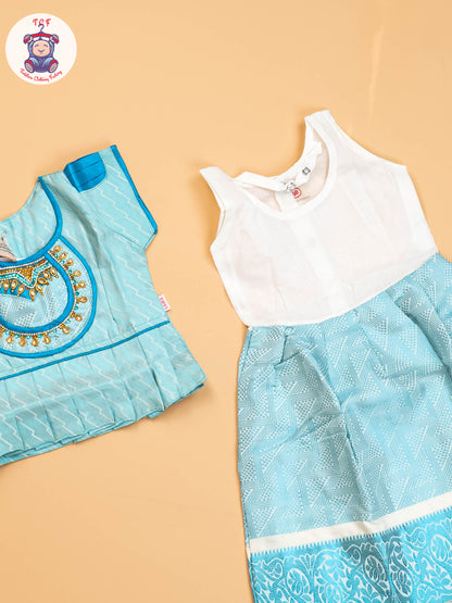 Sky Blue - Girls Readymade Pavadai Sattai