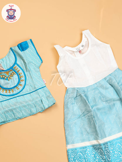 Sky Blue - Girls Readymade Pavadai Sattai