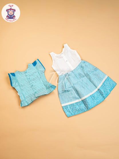 Sky Blue - Girls Readymade Pavadai Sattai