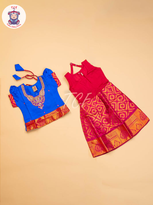 Royal Blue - Girls Readymade Pavadai Sattai