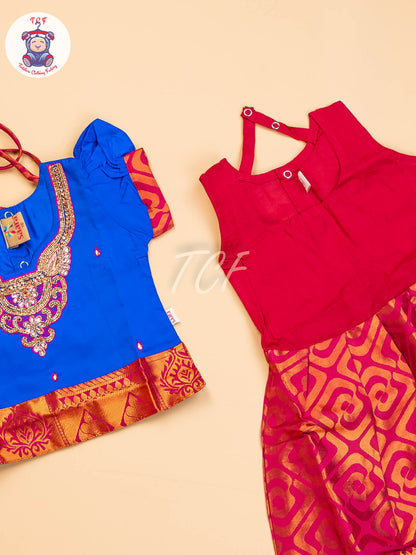 Royal Blue - Girls Readymade Pavadai Sattai