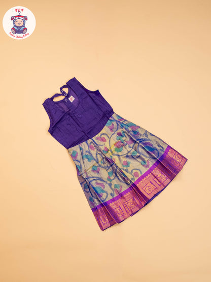 Lite Green & Violet - Girls Readymade Pavadai Sattai