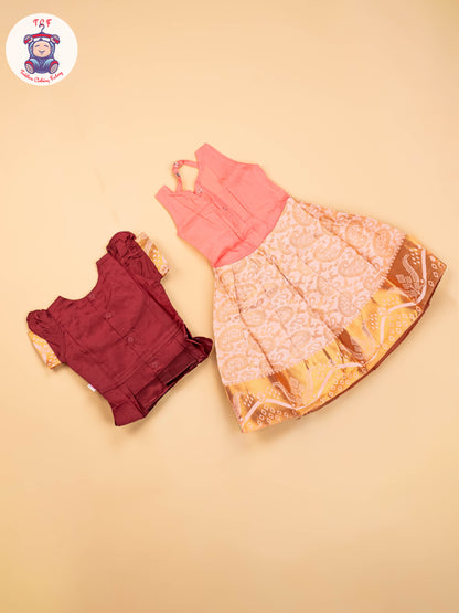 Merun & Copper - Girls Readymade Pavadai Sattai