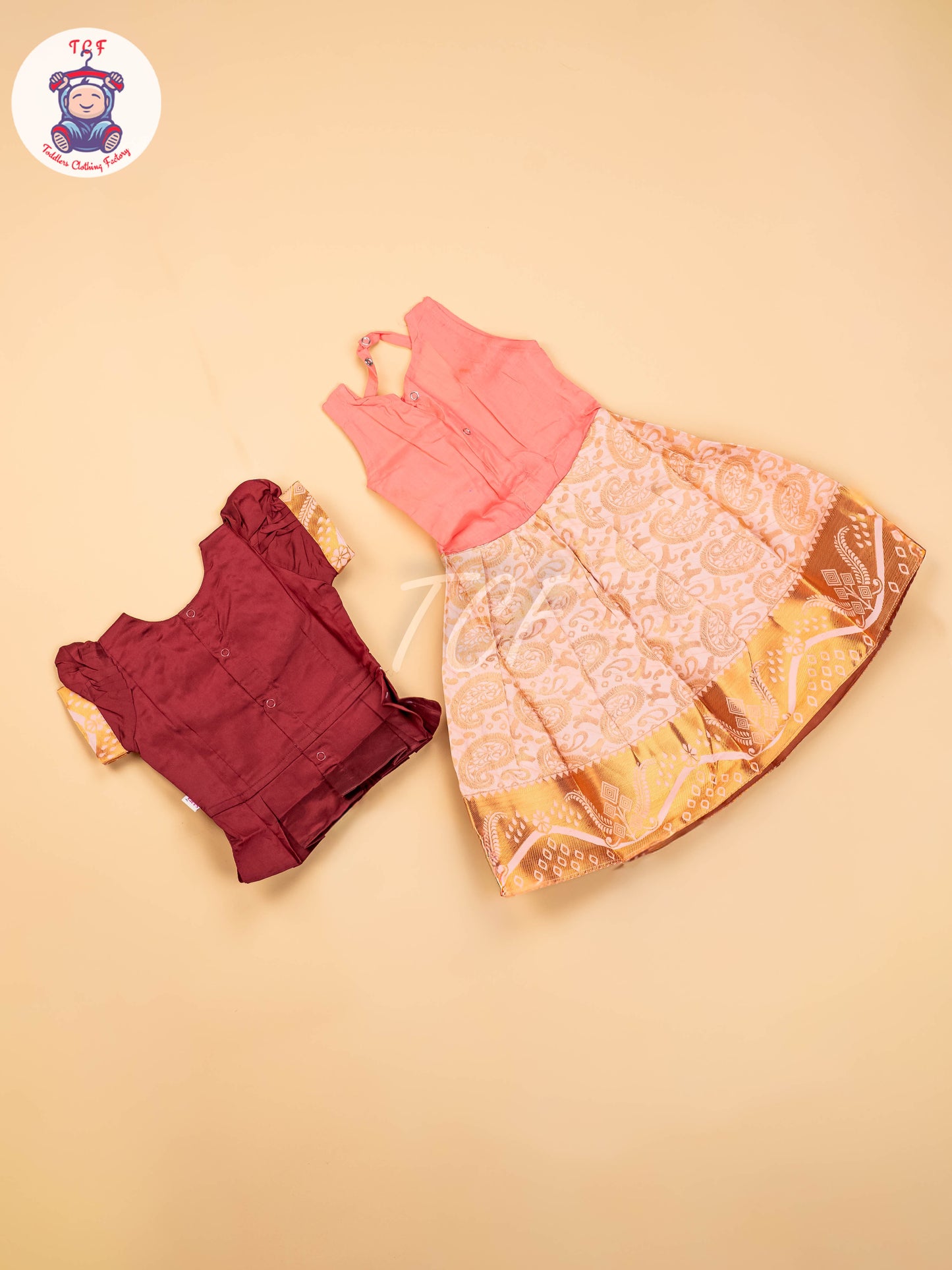 Merun & Copper - Girls Readymade Pavadai Sattai