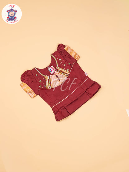 Merun & Copper - Girls Readymade Pavadai Sattai