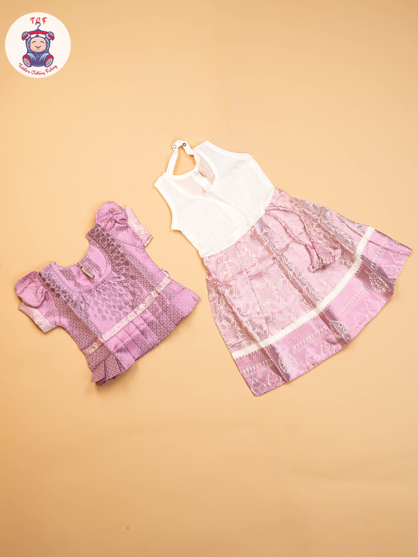 Baby Pink - Girls Readymade Pavadai Sattai