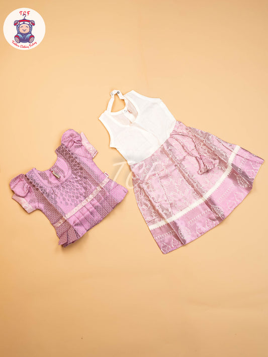 Baby Pink - Girls Readymade Pavadai Sattai