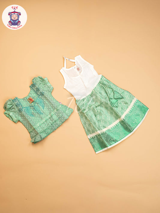 Pista Green - Girls Readymade Pavadai Sattai