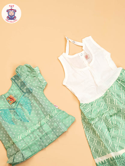 Pista Green - Girls Readymade Pavadai Sattai