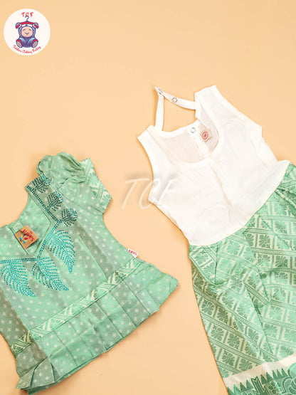 Pista Green - Girls Readymade Pavadai Sattai