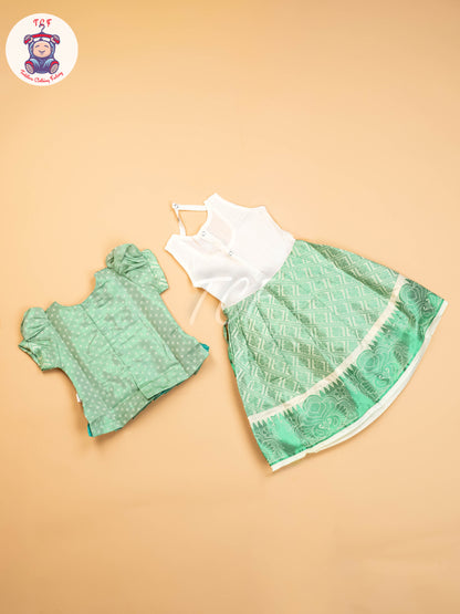 Pista Green - Girls Readymade Pavadai Sattai