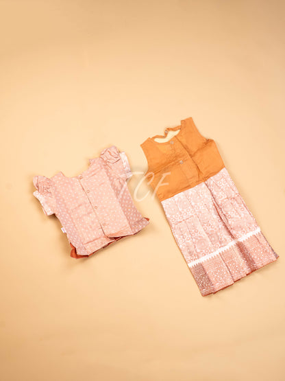 Peach -  Girls Readymade Pavadai Sattai