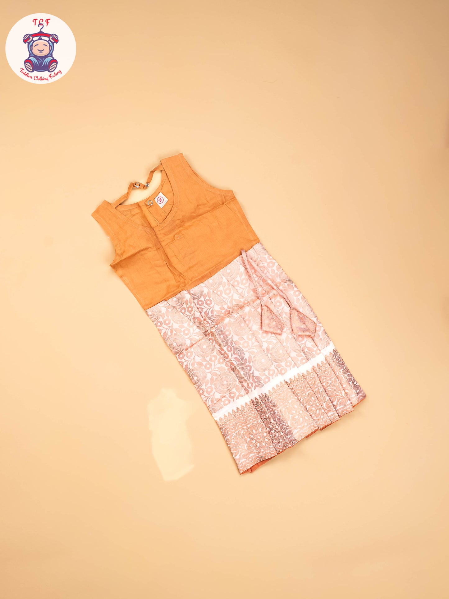 Peach -  Girls Readymade Pavadai Sattai