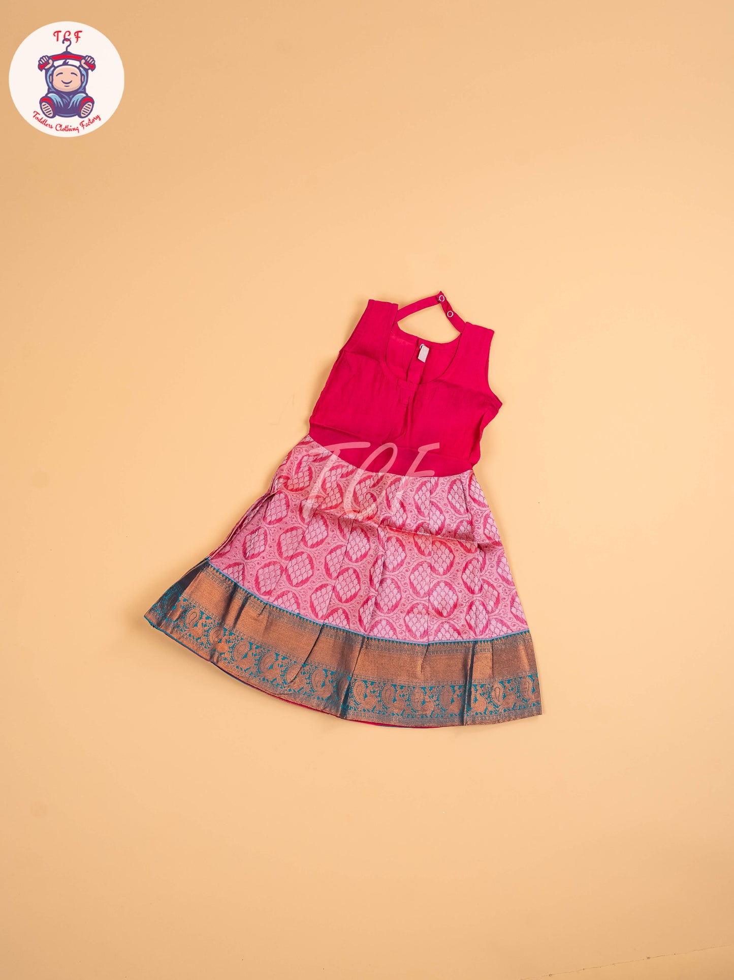 Green & Pink - Girls Readymade Pavadai Sattai