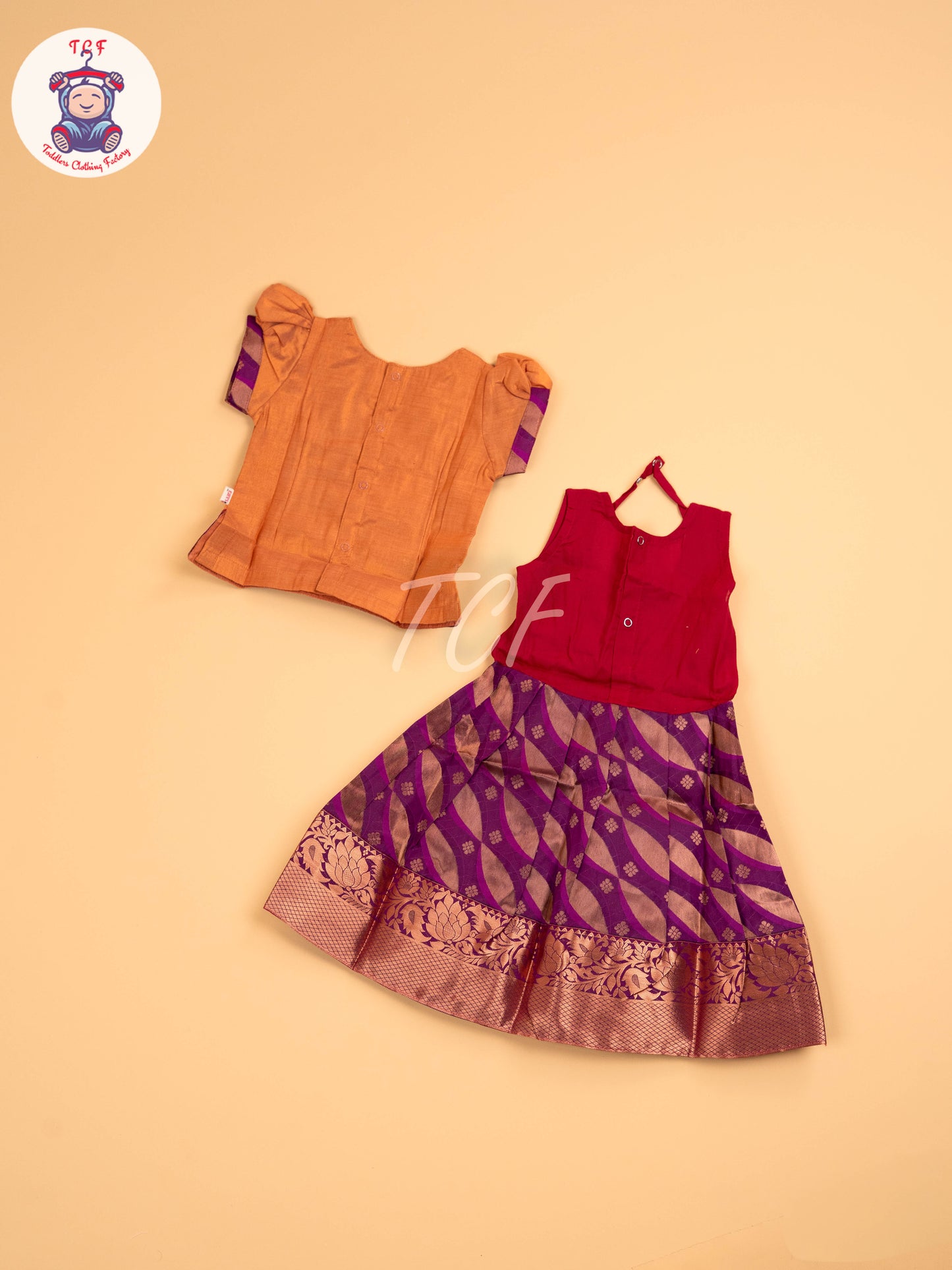 Copper & Purple - Girls Readymade Pavadai Sattai