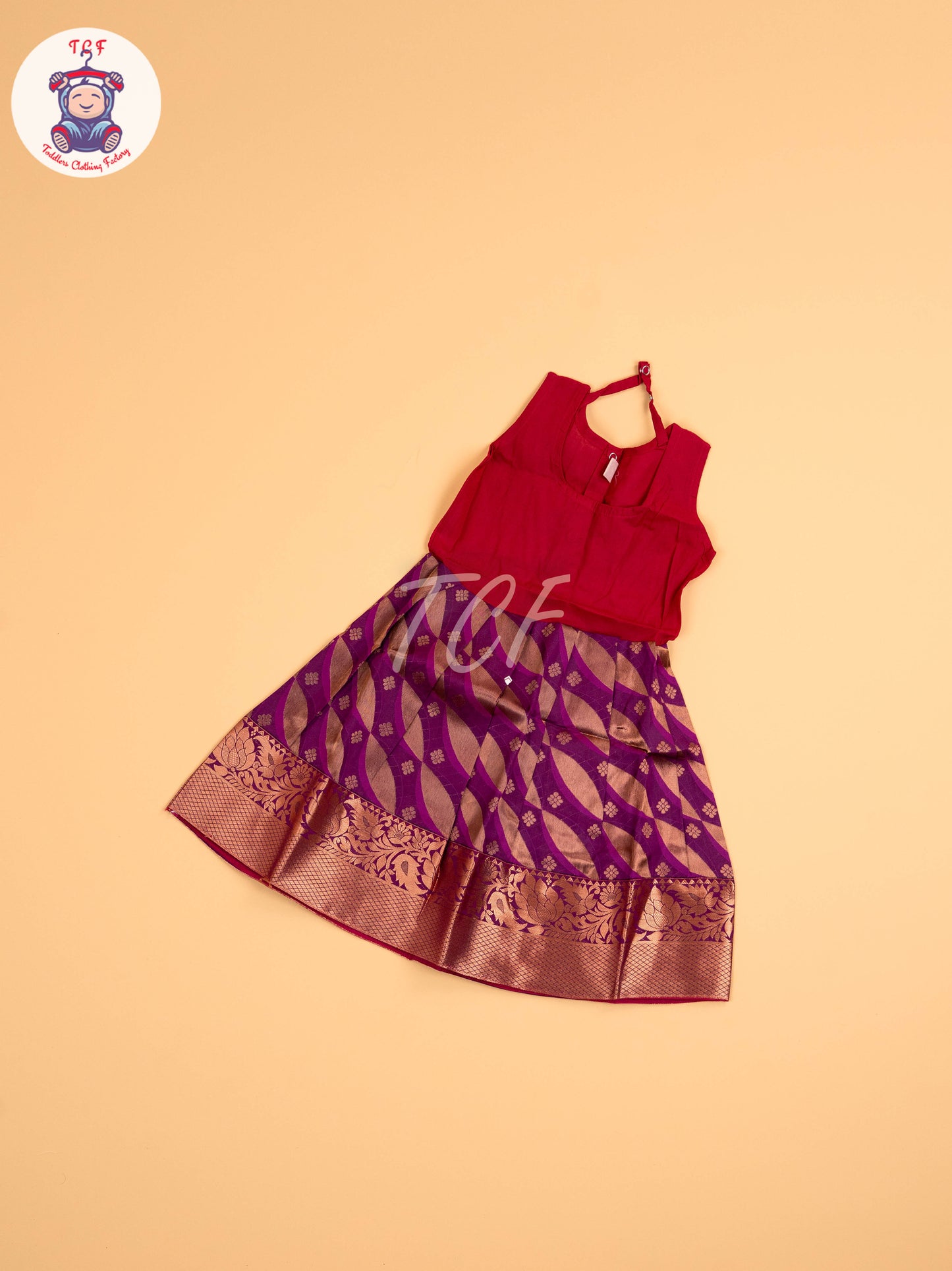 Copper & Purple - Girls Readymade Pavadai Sattai