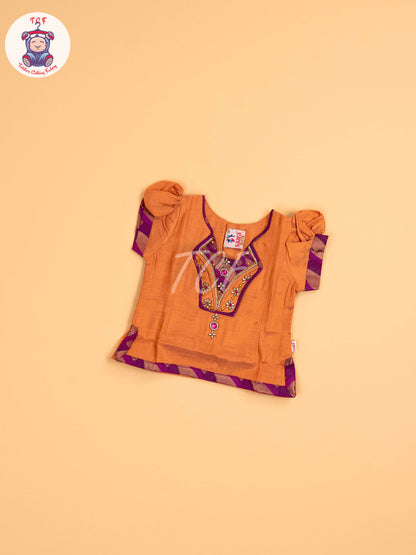 Copper & Purple - Girls Readymade Pavadai Sattai