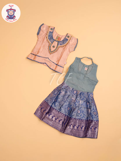 Copper & Purple - Girls Readymade Pavadai Sattai