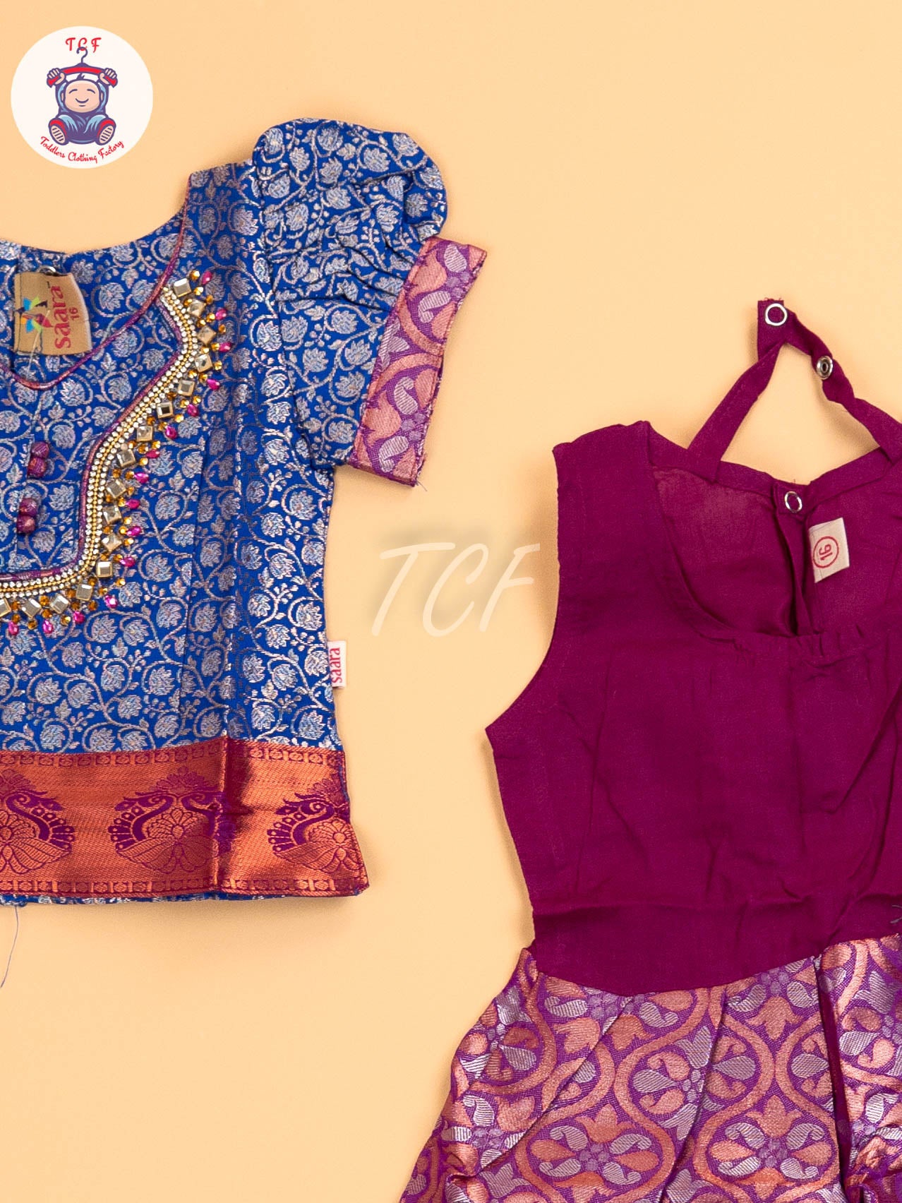 Blue & Purple - Girls Readymade Pavadai Sattai