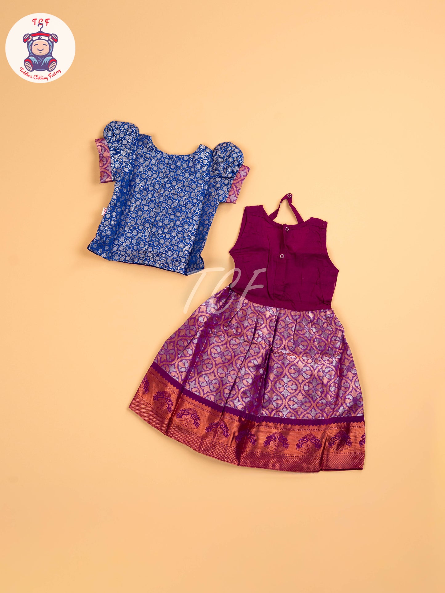 Blue & Purple - Girls Readymade Pavadai Sattai