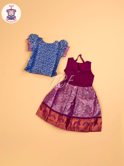 Blue & Purple - Girls Readymade Pavadai Sattai