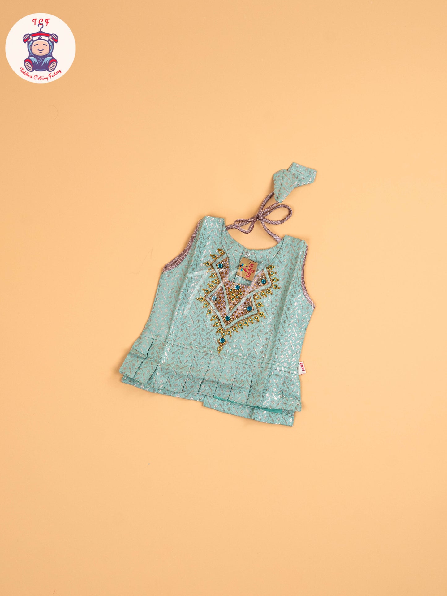 Pastel Green & Onion Pink - Girls Readymade Pavadai Sattai