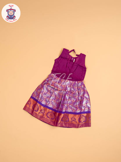Teal Green & Purple - Girls Readymade Pavadai Sattai