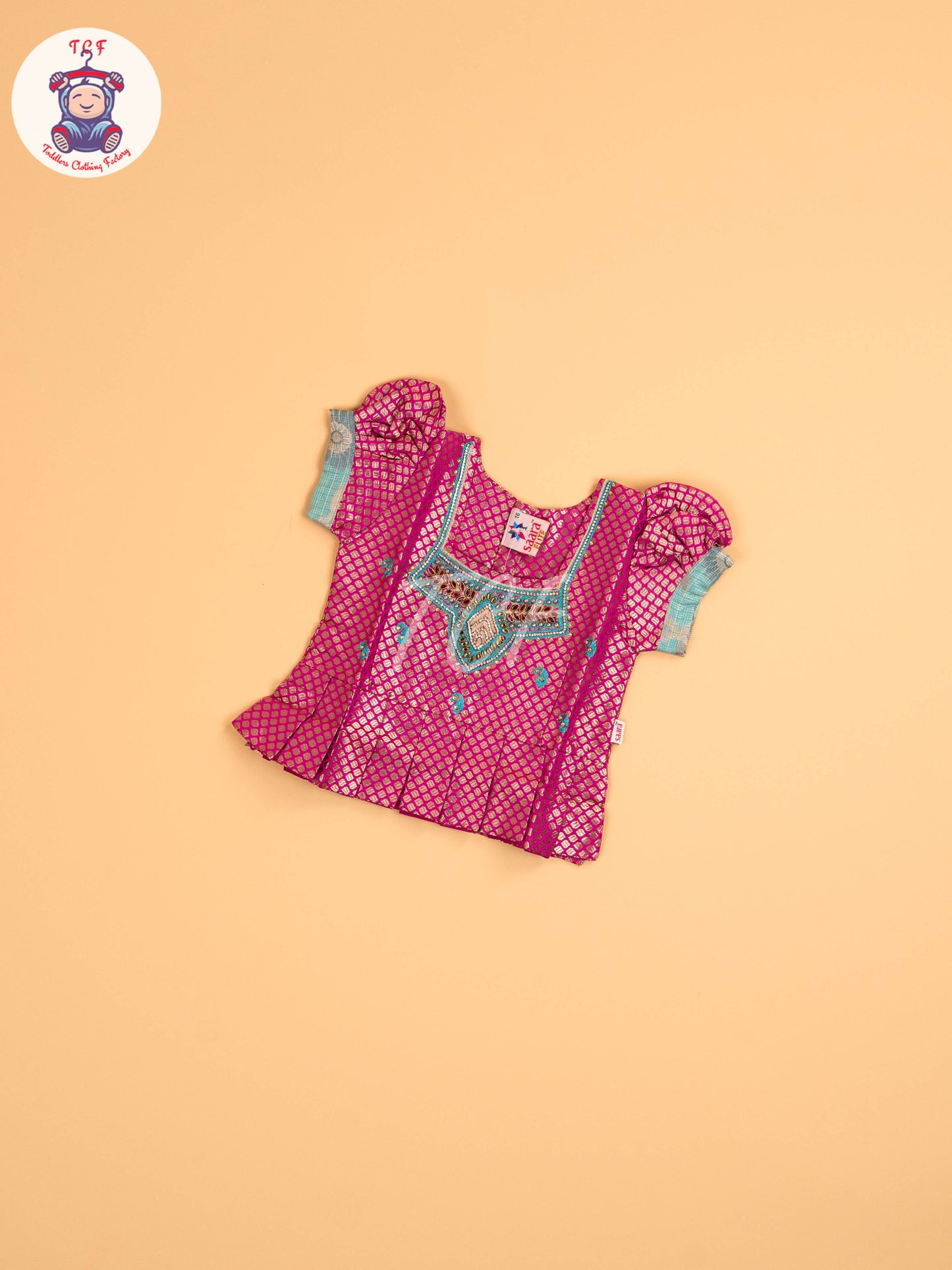 Pink & Teal Blue - Girls Readymade Pavadai Sattai