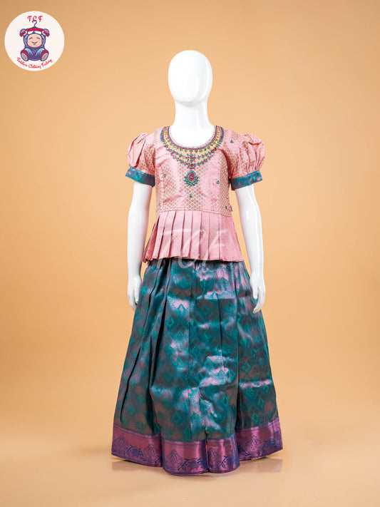 Lite Lavender & Green - Girls Readymade Pavadai Sattai