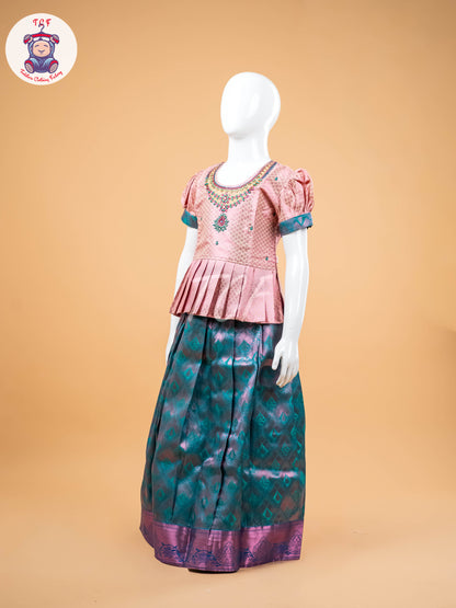 Lite Lavender & Green - Girls Readymade Pavadai Sattai