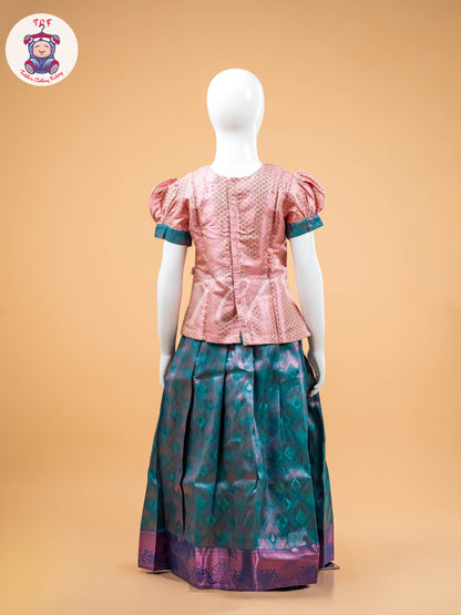 Lite Lavender & Green - Girls Readymade Pavadai Sattai